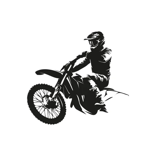 Motocross Rider Moto Enduro Silueta Vectorial Abstracta Aislada Dibujo Tinta — Archivo Imágenes Vectoriales