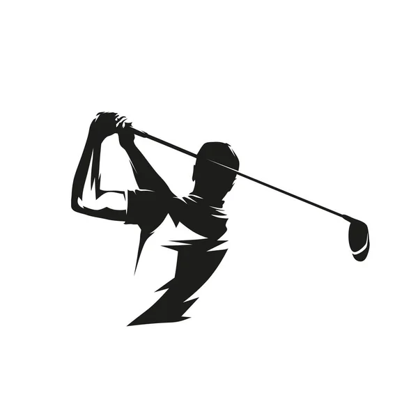 Logo Giocatore Golf Astratto Silhouette Vettoriale Isolato Golfista Con Autista — Vettoriale Stock