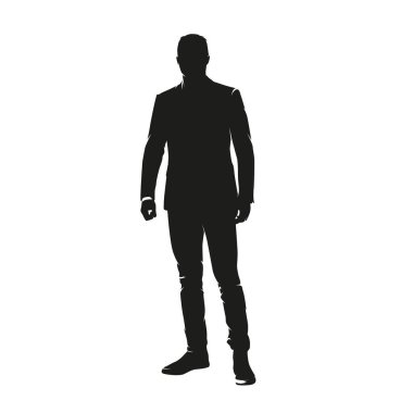 Takım elbiseli işadamı, yan görüş, izole vektör silueti