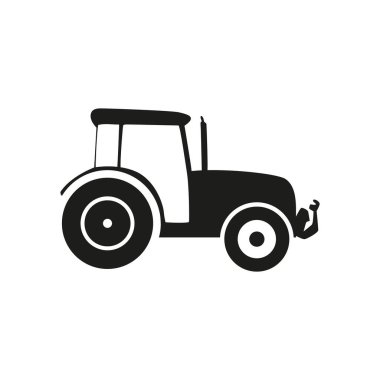 Traktör simgesi, izole vektör silueti, yan görünüm, profil