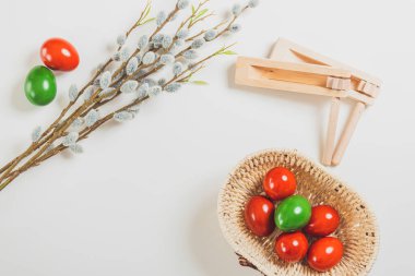 Easter background decoration with colorful eggs