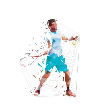 Tennis player, forehand shot, isolated vector silhouette, ink drawing