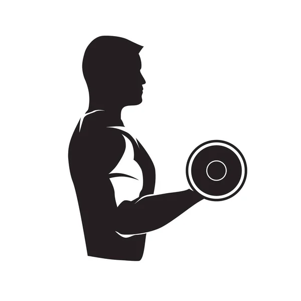 Salle Gym Bodybuilder Abstrait Silhouette Vectorielle Isolée Vue Latérale — Image vectorielle