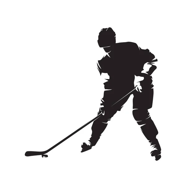 Joueur Hockey Sur Glace Silhouette Vectorielle Isolée Vue Face Athlète — Image vectorielle