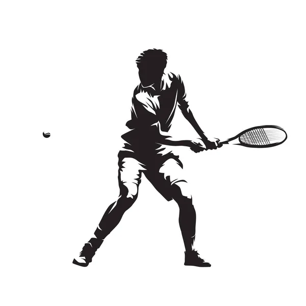 Tennis Player Backand Shot Isolated Vector Silhouette Tennis Logo — Stock Vector