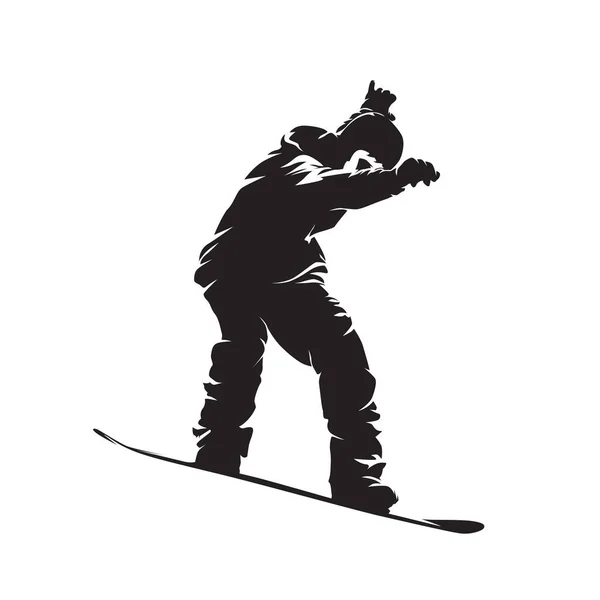 Snowboard Izole Vektör Silueti Kış Sporu Atleti — Stok Vektör