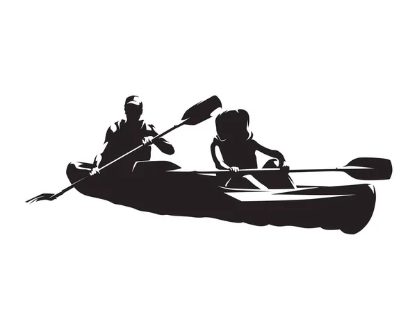 Paddleboarding Geïsoleerd Vectorsilhouet Inkttekening Jonge Man Vrouw Peddelen Zomer Watersport — Stockvector