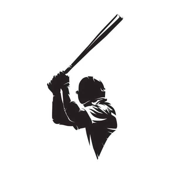 Baseball Player Logo Baseball Batter Isolated Vector Silhouette Ink Drawing — Stock Vector