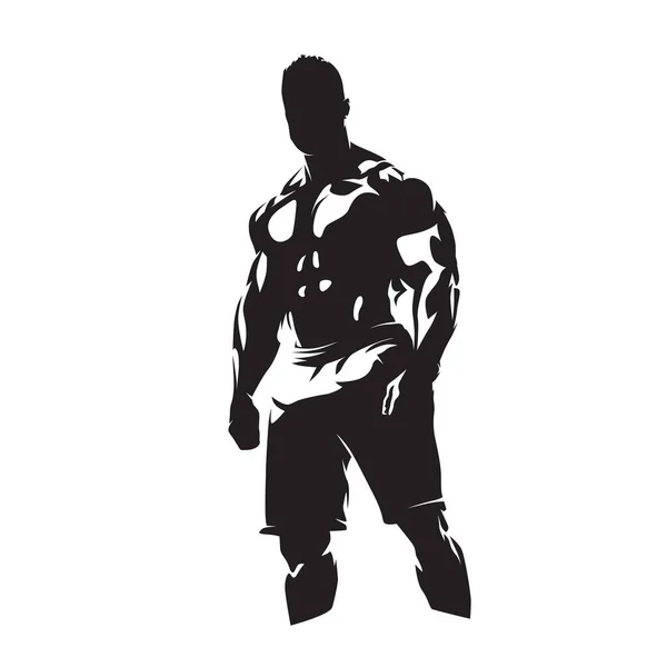 Bodybuilder Στέκεται Απομονωμένη Διανυσματική Σιλουέτα Λογότυπο Γυμναστηρίου — Διανυσματικό Αρχείο