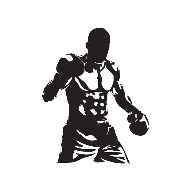Boxe Combate Esporte Lutador Silhueta Vetorial Isolado — Vetor de Stock