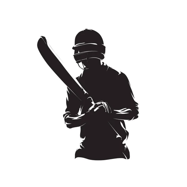 Jugador Críquet Silueta Vectorial Aislada Dibujo Tinta Logo Cricket — Vector de stock