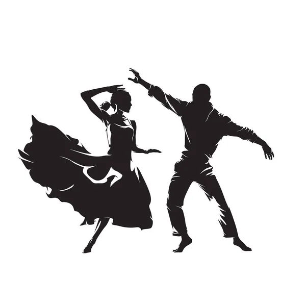 Танцы Профессиональные Танцоры Танцовщицы Изолированный Векторный Силуэт Чернильный Рисунок — стоковый вектор