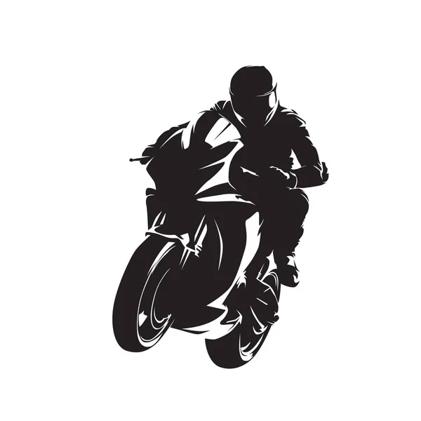 Wheelie Moto Corsa Strada Silhouette Vettoriale Isolata Motociclista Celebra Vincere — Vettoriale Stock