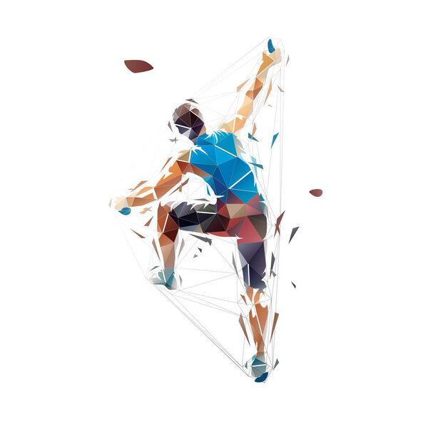 Sport climbing challenge, isolated low poly vector illustration