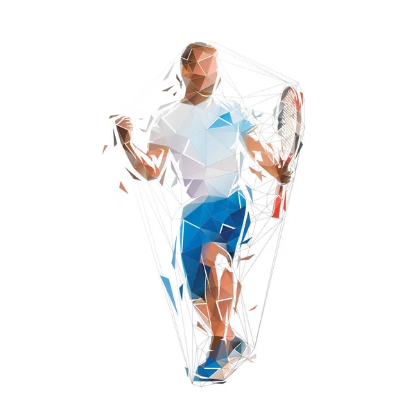 Fête Des Joueurs Tennis Illustration Isolée Faible Vecteur Poly Logo — Image vectorielle