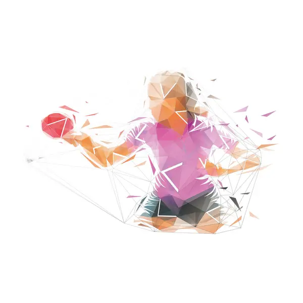 Žena Hraje Stolní Tenis Ping Pong Nízko Poly Izolované Vektorové — Stockový vektor