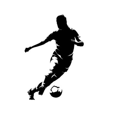 Futbol oynayan bir kadın, futbol, izole edilmiş vektör silueti, ön manzara. Futbol logosu
