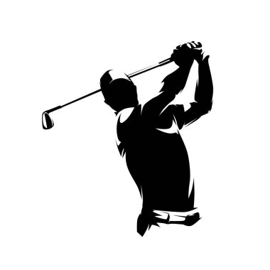 Golf oyuncusu, izole vektör silueti, ön görünüm