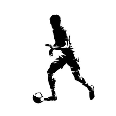 Futbolcu, topa vuran top, soyut izole vektör silueti