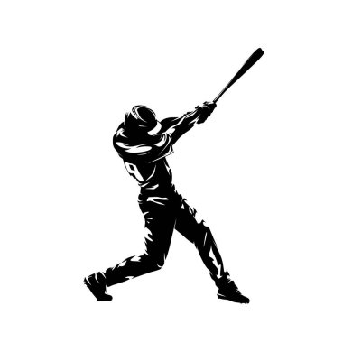 Beyzbol oyuncusu, vurucu, izole vektör silueti