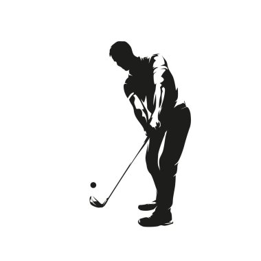 Golf oyuncusu, soyut izole vektör silueti, mürekkep çizimi
