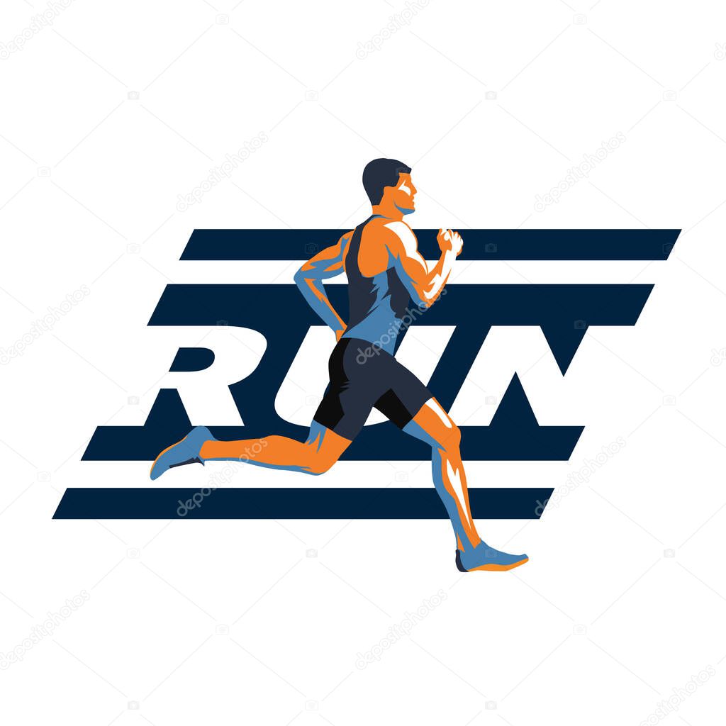 Run, running man vector illustration