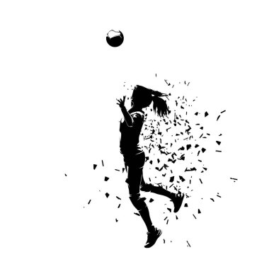 Voleybol oyuncusu, kadın, izole vektör silueti, yan görüş. Dişi voleybol logosu