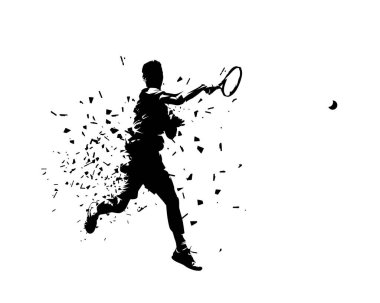 Tenis oyuncusu, izole vektör silueti, ters vuruş, kenar görünüm