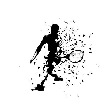 Tenis oyuncusu, soyut izole vektör silueti, mürekkep çizimi
