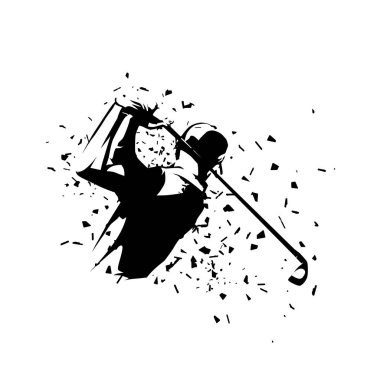 Golf oyuncusu simgesi, izole vektör silueti. Golf vuruşu