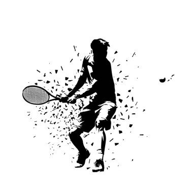 Tenis oyuncusu, soyut izole vektör silueti, mürekkep çizimi