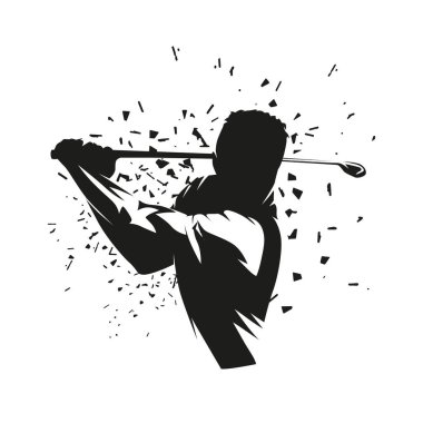 Golf oyuncusu simgesi, izole vektör silueti. Golf vuruşu