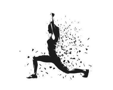 Kadın yoga ve esneme hareketleri yapıyor, soyut izole vektör silueti. Aktif kadın