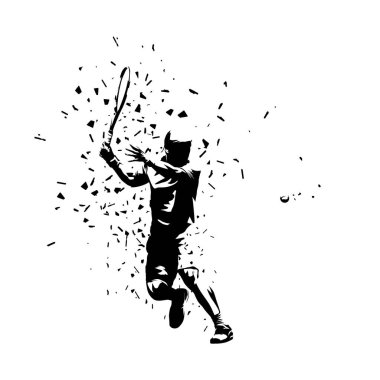 Tenis oyuncusu, soyut izole vektör silueti. Spor topu