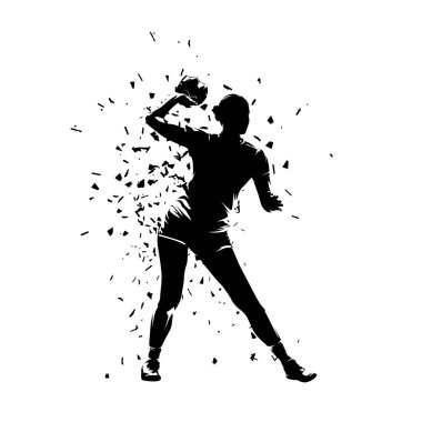 Hentbol kadınları, bayan hentbolcu, izole vektör silueti