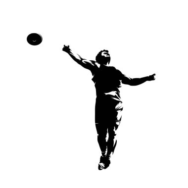 Disk atma, atletizm, izole vektör silueti. Spor.