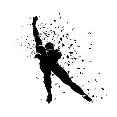 Hız pateni logosu, erkek hız patencisinin ön görüntüsü, izole vektör silueti.