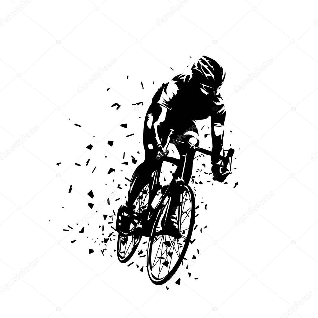 Road cycling, cyclist vector ink drawing. Cycling competition, abstract vector silhouette. Side view
