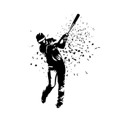 Beyzbol oyuncusu, izole vektör silueti, dağılım efekti