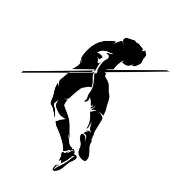 Yüksek atlama atletizmi, izole vektör silueti, clipart, yüksek atlama logosu