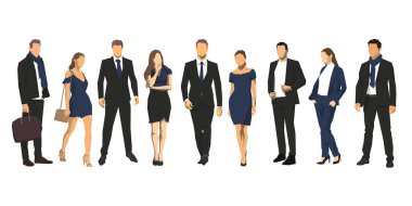 İş adamları, daire tasarımı, izole vektör iilüstrasyonları, iş adamları ve kadınlar