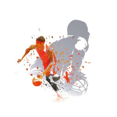 Basketbol, basketbol oyuncuları, izole edilmiş vektör illüstrasyonu