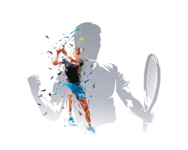 Tenis kolajı, tenis oyuncularının çift pozu, izole vektör silueti. Tenis logosu