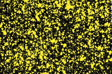 Sarı sıçrama dokusu. Soyut mürekkep lekeleri. Boya sıçrama arkaplanı. Sanatsal sıvı deseni. Pis grunge etkisi. Yaratıcı arka plan tasarımı. Modern ifade yüzeyi. Kalın renk patlaması.