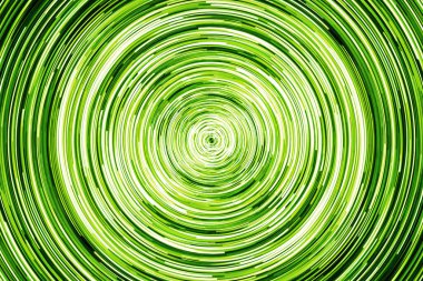 Siyah arkaplanda boş kopya alanı olan neon daire çizgileri. Renkli ışıklar uzun pozlama döndürme fotoğrafı