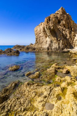 El Dedo Resifi, Cabo de Gata-Nijar Doğal Parkı, UNESCO Biyosfer Rezervi, Sıcak Çöl İklim Bölgesi, Almerya, Endülüs, İspanya, Avrupa
