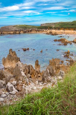Sahil ve Kayalıklar, Toro Plajı, Llanes, Asturias, İspanya, Avrupa