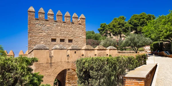 Monumentalt Komplex Alcazaba Almería Slott Och Väggar Cerro San Cristobal — Stockfoto