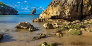 Buelna, Sahil ve Kayalıklar, Cantabrian Denizi, Buelna, Llanes, Asturias, İspanya, Avrupa