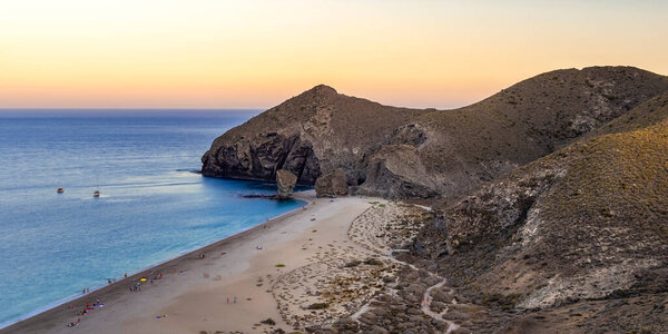 Beach of Los Muertos, Cabo de Gata-Nijar Natural Park, UNESCO Biosphere Reserve, Hot Desert Climate Region, Almeria, Andalucia, Spain, Europe